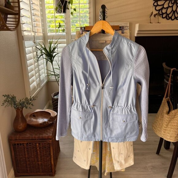 Chicos Zenergy Jacket Womens Size 0/Small Light Periwinkle Knit Mix Long Sleeve - Picture 15 of 15